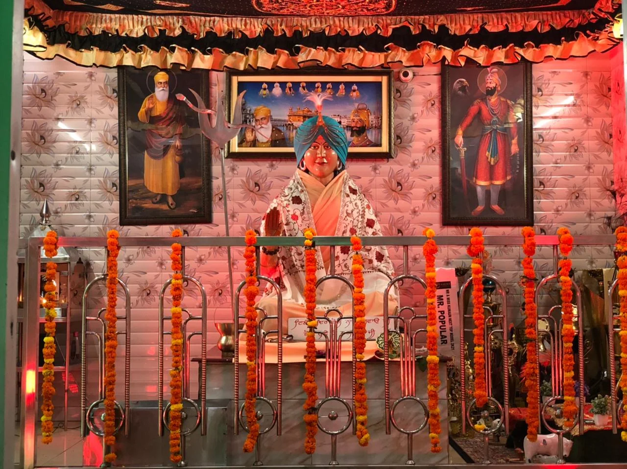 Shrine interior with garlands